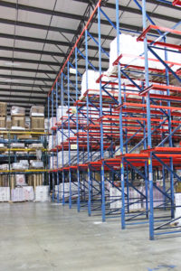 Shelves holding materials representing the services of third party logistics provider Days Distribution & Logistics in Elkhart, IN