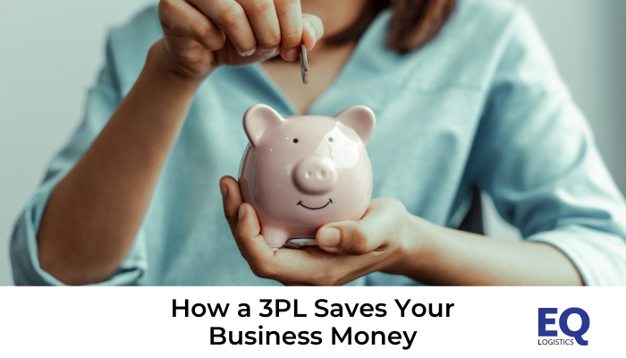 Woman putting a coin in a piggy bank.